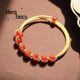 Natural Ice Red Agate 14k Crystal Bracelet, Versatile Women Charm Fine Jewelry