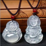 Ice Chalcedony Guanyin Laughing Buddha Necklace Pendant