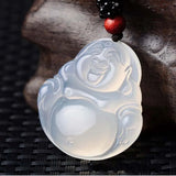 Ice Chalcedony Guanyin Laughing Buddha Necklace Pendant