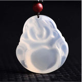 Ice Chalcedony Guanyin Laughing Buddha Necklace Pendant