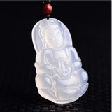 Ice Chalcedony Guanyin Laughing Buddha Necklace Pendant