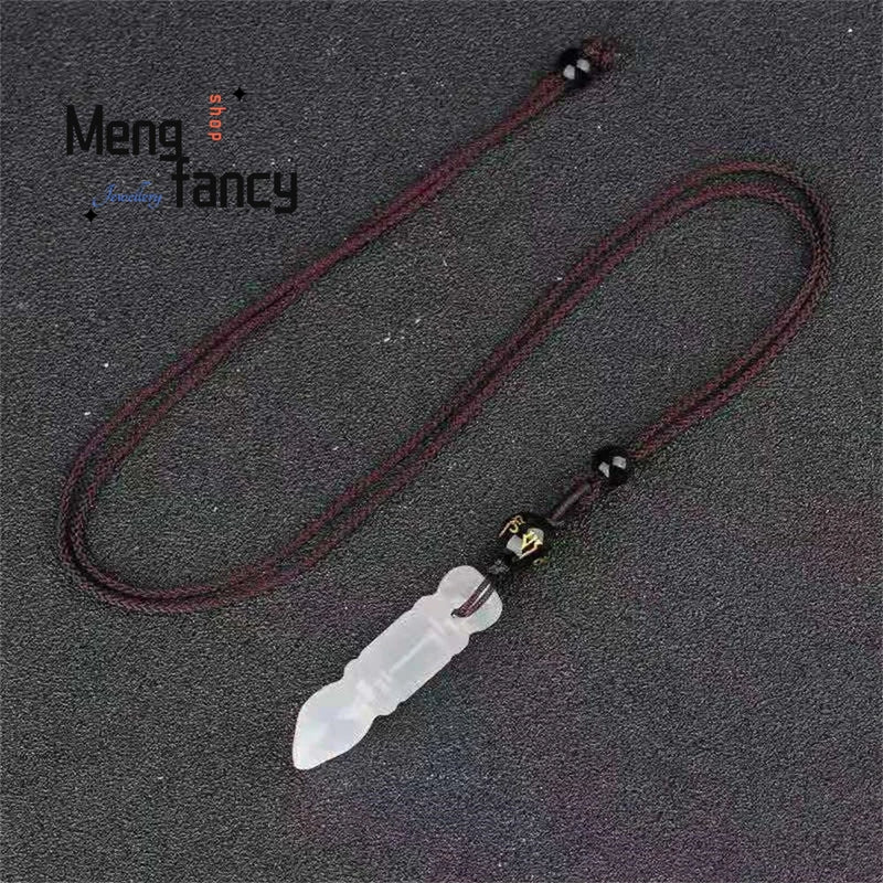 Natural Ice Chalcedony Wenchang Pen Pendant Charms Amulet Fine Jewelry