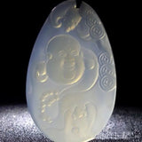 Natural Ice Jade Pith Agate Maitreya Buddha Pendant