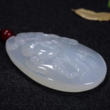 Natural Ice Jade Pith Agate Maitreya Buddha Pendant