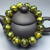 Natural Ice Agate Tibetan Bracelet 14mm Round Bead Jewelry Amulet