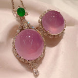 Natural Ice Jade Chalcedony Violet Large Jewelry Set
