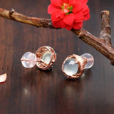 925 Silver Iced Jade Chalcedony Egg Face Earrings