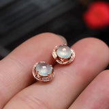 925 Silver Iced Jade Chalcedony Egg Face Earrings