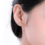 925 Silver Iced Jade Chalcedony Egg Face Earrings