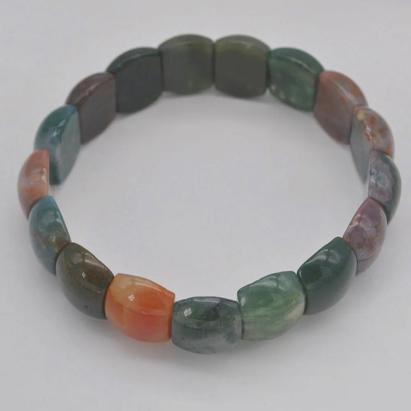 Carnelian Stone Beads Stretch Bracelet 8 Inch
