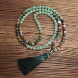 Indian Agate 108 Buddha Bead African Turquoise Long Necklace