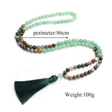 Indian Agate 108 Buddha Bead African Turquoise Long Necklace