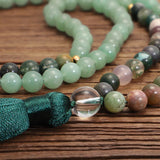 Indian Agate 108 Buddha Bead African Turquoise Long Necklace