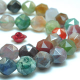 Indian Agate Diamond Faceted Round Loose Beads Gemstone