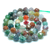 Indian Agate Diamond Faceted Round Loose Beads Gemstone