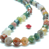 Indian Agate Diamond Faceted Round Loose Beads Gemstone