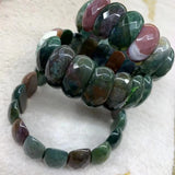 Natural Indian Agate Stone Beads Bracelet Gemstone Bangle Gift