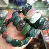 Natural Indian Agate Stone Beads Bracelet Gemstone Bangle Gift