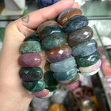 Natural Indian Agate Stone Beads Bracelet Gemstone Bangle Gift