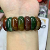 Indian Agate Stone Beads Bracelet Gemstone Bangle for Woman Gift