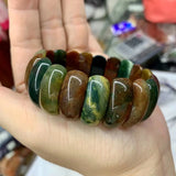 Indian Agate Stone Beads Bracelet - Gemstone Jewelry Bangle