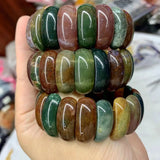Indian Agate Stone Beads Bracelet - Gemstone Jewelry Bangle