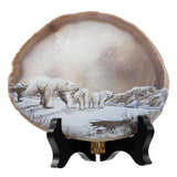 Agate Slice Art Print Animal Table Display With Wooden Stand