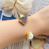 Natural Amethyst Pearl Bracelet Women's Luxury Jewelry