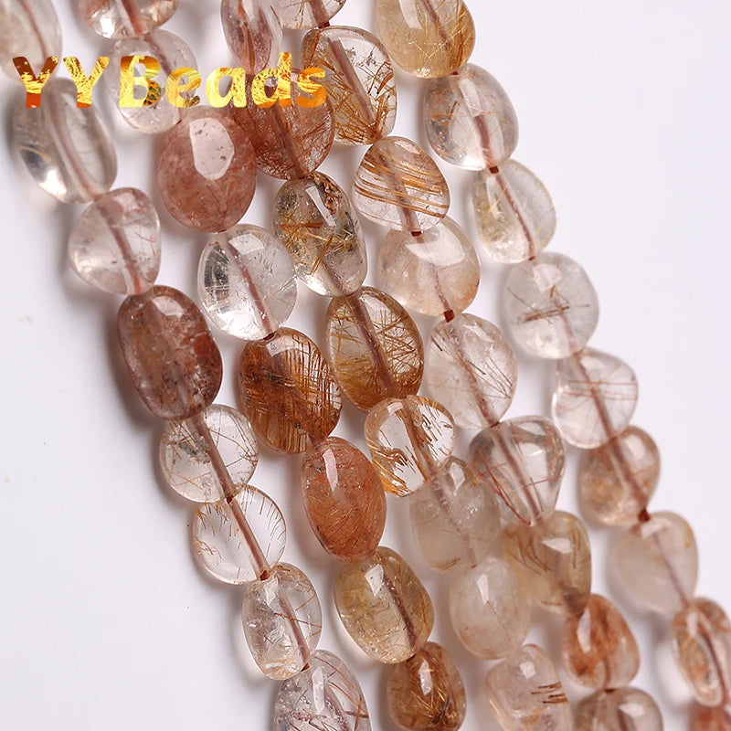 Copper Rutilated Quartz Crystal Beads for Jewelry Making DIY