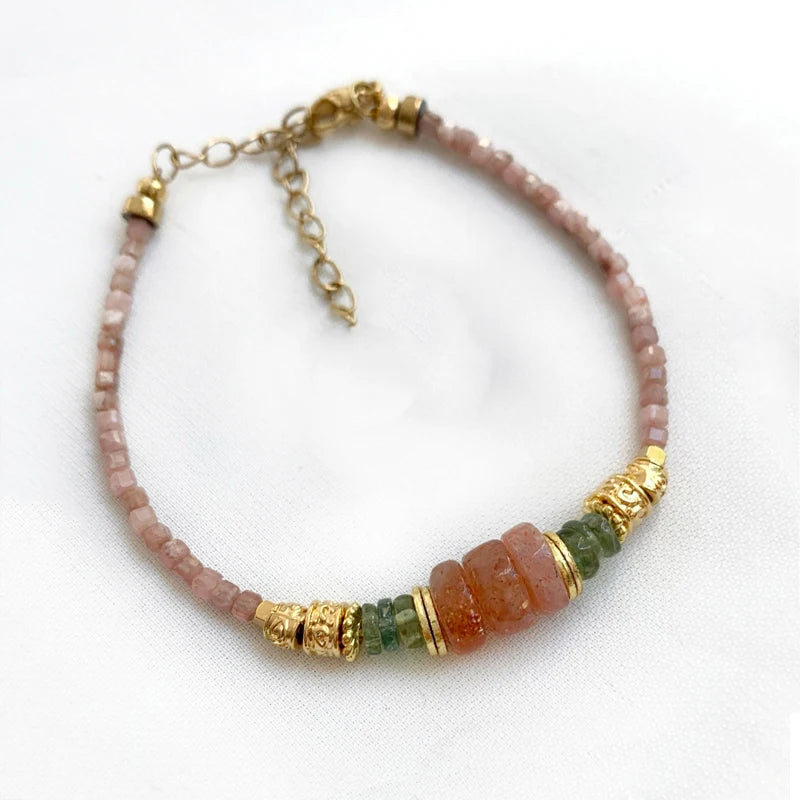 Chrysocolla Sunstone Mix Gravel Bracelet Vintage Arm Accessory