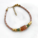 Chrysocolla Sunstone Mix Gravel Bracelet Vintage Arm Accessory