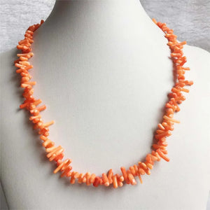 Natural Orange Coral Stone Necklace Branch Plantlet Freeform Jewelry
