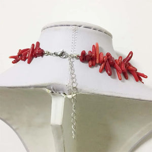 Natural Orange Coral Stone Necklace Branch Plantlet Freeform Jewelry