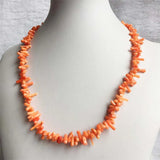 Natural Orange Coral Stone Necklace Branch Plantlet Freeform Jewelry