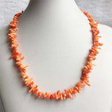 Natural Orange Coral Stone Necklace Branch Plantlet Freeform Jewelry