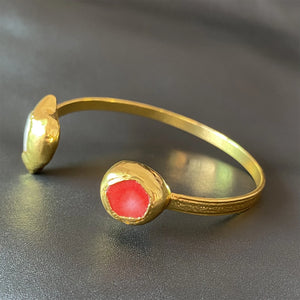 Pearl Ruby Electroplated Bracelet Palace Style Jewelry