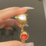 Pearl Ruby Electroplated Bracelet Palace Style Jewelry