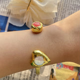 Pearl Ruby Electroplated Bracelet Palace Style Jewelry