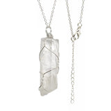 Rough Stone Wire Wrap Pendants Crystal Column Charms Necklace