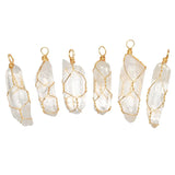 Rough Stone Wire Wrap Pendants Crystal Column Charms Necklace