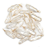Rough Stone Wire Wrap Pendants Crystal Column Charms Necklace