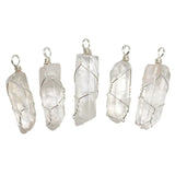 Rough Stone Wire Wrap Pendants Crystal Column Charms Necklace