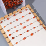 Red Agate Stone Beads Stainless Steel Chain Jewelry Making DIY