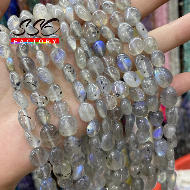 Irregular Gray Larvikite Labradorite Beads for Jewelry Making 8-10mm