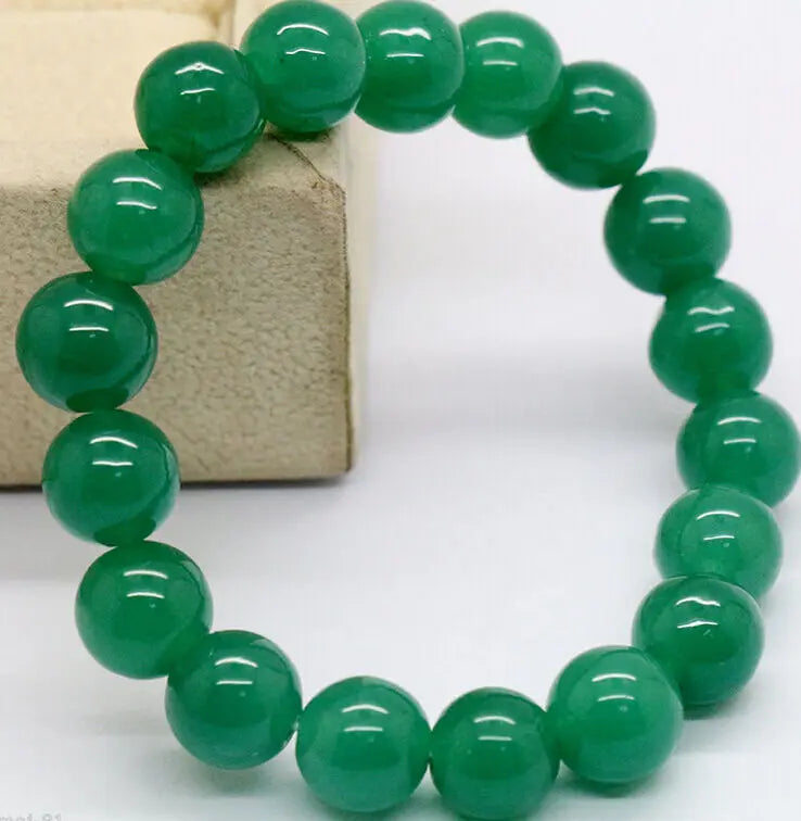 12mm JADE Jadeite Round Gemstone Beads Bangle Bracelet