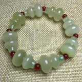 Natural Jade Afghan Gourd Beads Bracelet Adjustable Bangle