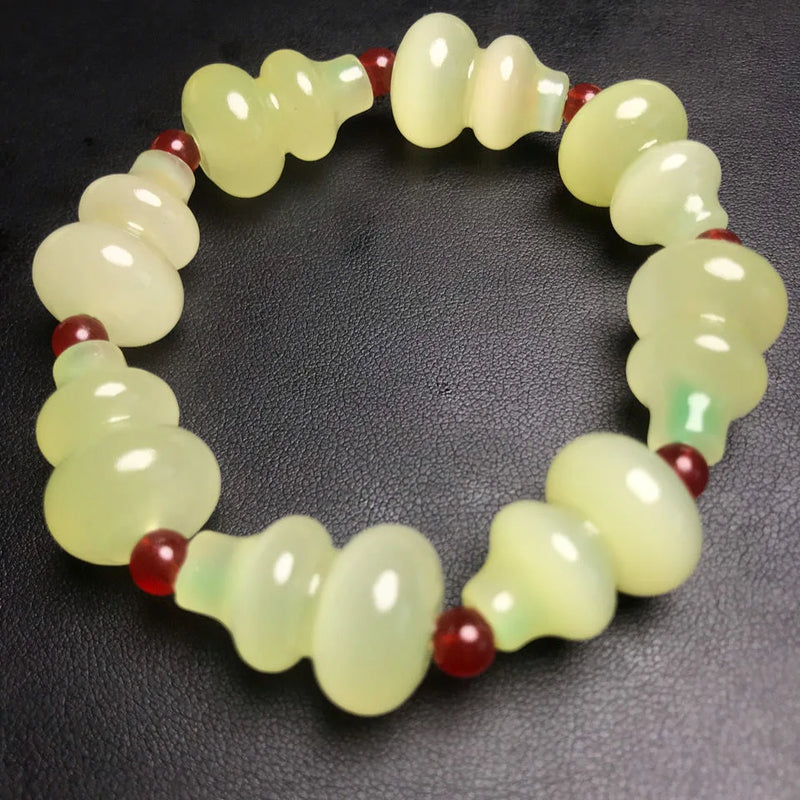 Natural Jade Afghan Gourd Beads Bracelet Adjustable Bangle
