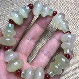Natural Jade Afghan Gourd Beads Bracelet Adjustable Bangle
