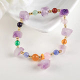 Natural Jade Amethyst Beads Bracelet Adjustable Bangle