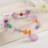 Natural Jade Amethyst Beads Bracelet Adjustable Bangle